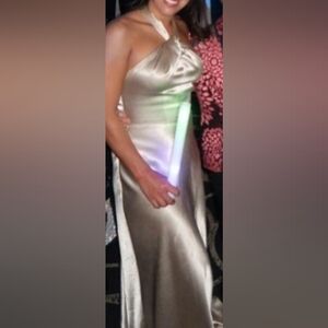 Birdy Grey Elegant Satin Halter Gown